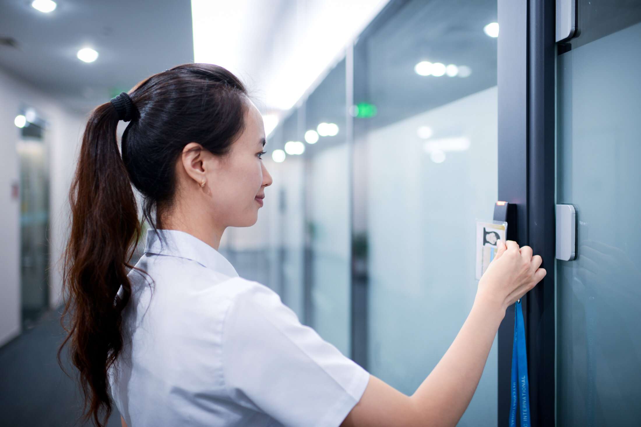 Business Woman Open The Office Door
